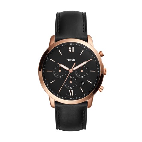 neutra chronograph black leather watch fossil